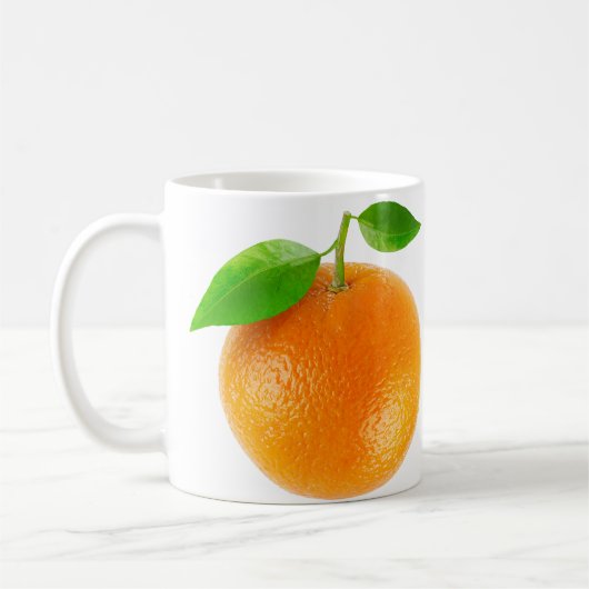 Eine Orange Kaffeetasse (Links)