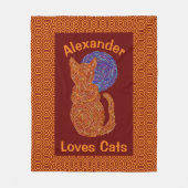 Eine orange Katze und der Mond-Katzen-Liebhaber Fleecedecke (Vorderseite)