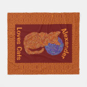 Eine orange Katze und der Mond-Katzen-Liebhaber Fleecedecke (Vorderseite (Horizontal))