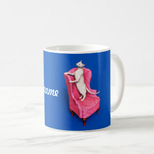 Eine orientalische Katze auf einer Tasse mit Sesse