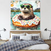 Eine Otter auf Urlaub in einem Floating Donut Leinwanddruck (Insitu (Schlafzimmer))