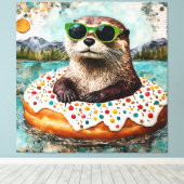 Eine Otter auf Urlaub in einem Floating Donut Leinwanddruck (Insitu (Holzboden))