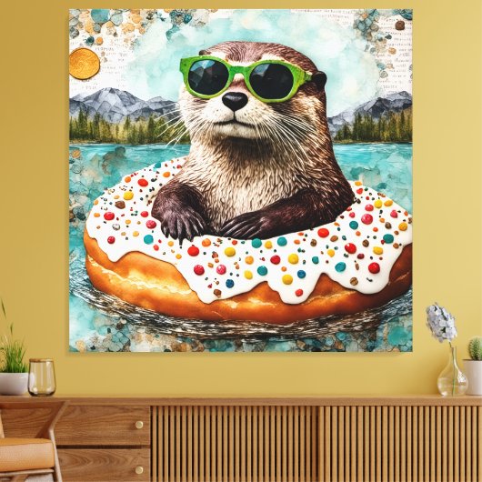 Eine Otter auf Urlaub in einem Floating Donut Leinwanddruck (Insitu (Wohnzimmer))