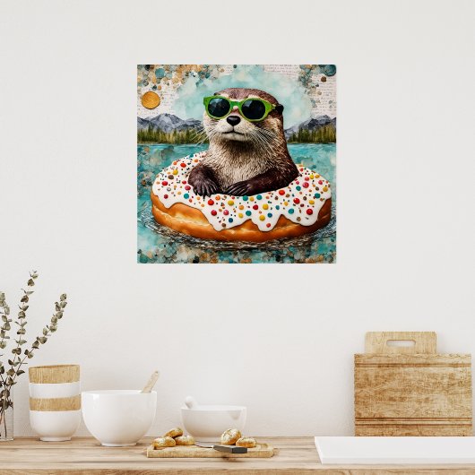 Eine Otter auf Urlaub in einem Floating Donut Poster (Küche)