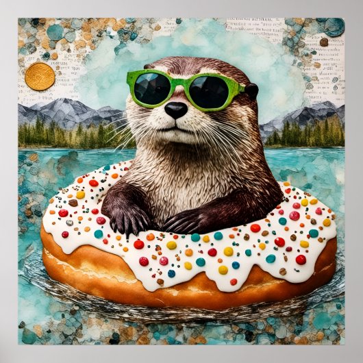 Eine Otter auf Urlaub in einem Floating Donut Poster (Vorne)