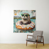 Eine Otter auf Urlaub in einem Floating Donut Wandteppich (Beispiel)