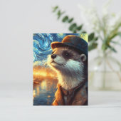 Eine Otter in der frühen Nacht Postkarte (Stehend Vorderseite)