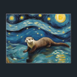 Eine Otter in der Sternennacht Postkarte<br><div class="desc">Ein bewundernswerter Otter in der Sternennacht-KI erzeugte Kunst</div>