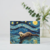 Eine Otter in der Sternennacht Postkarte (Stehend Vorderseite)