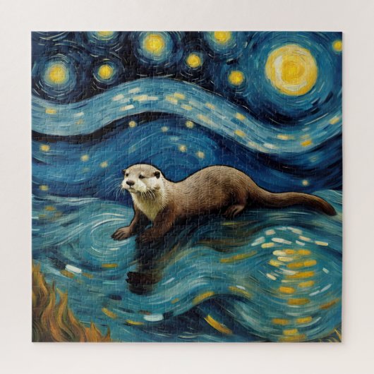Eine Otter in der Sternennacht Puzzle (Vertikal)