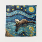Eine Otter in der Sternennacht Wandteppich (Vorderseite)