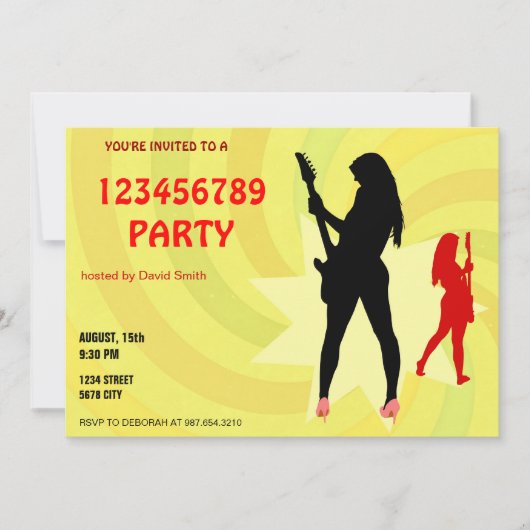 Eine palying E-Gitarre des Mädchens Einladung (Vorderseite)