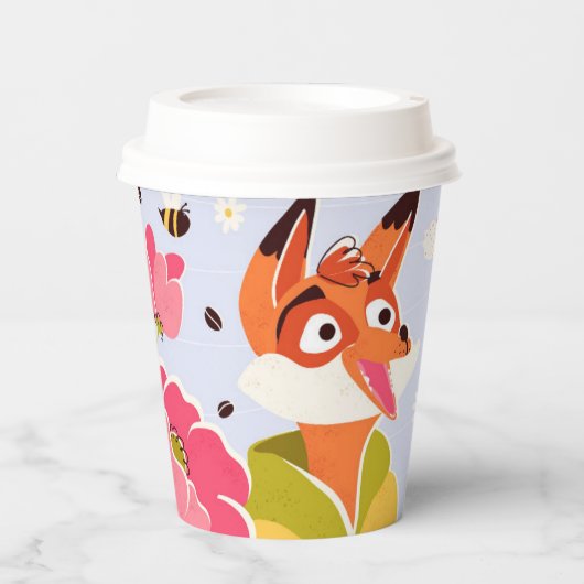 eine Papiertasse mit Fuchs Pappbecher (Vorderseite)