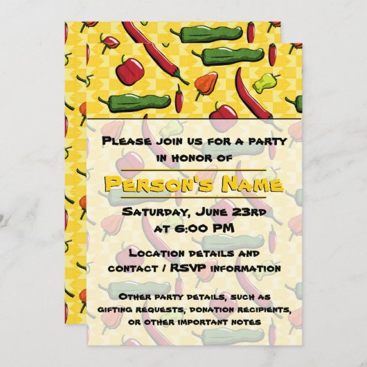 Eine Party Einladung der Paprikaschoten der Welt d (Vorne/Hinten)