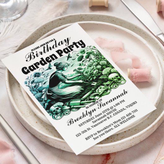 Eine Party Einladung für Gärtner-Arbeitsgarten Postkarte