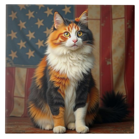 Eine patriotische Katze Fliese (Vorderseite)