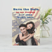 Eine Patriotische Save the Date-Flachkarte Date (Stehend Vorderseite)