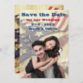 Eine Patriotische Save the Date-Flachkarte Save The Date (Vorne/Hinten)