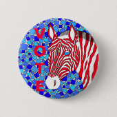 Eine patriotische Zebra-rote weiße und blaue Button (Vorderseite)