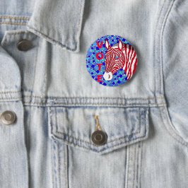 Eine patriotische Zebra-rote weiße und blaue Button