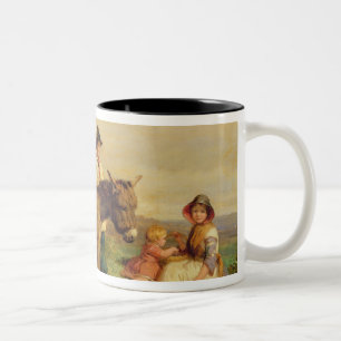Eine Pause auf der Weise zu vermarkten Zweifarbige Tasse