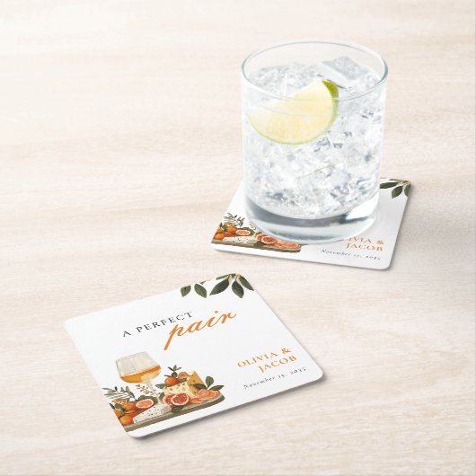 Eine perfekte Partnerschaft zwischen Wein und Käse Rechteckiger Pappuntersetzer (Vor Ort)