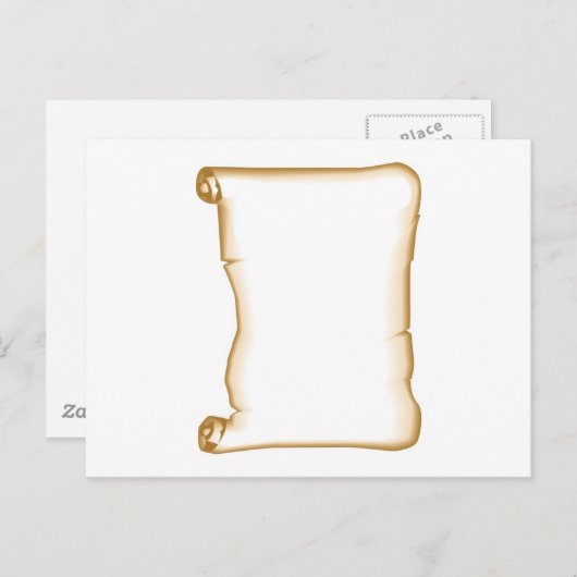 Eine Pergament-Rolle Postkarte (Vorne/Hinten)