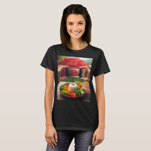 eine Person, die ein Foto von einem Teller Lebensm T-Shirt