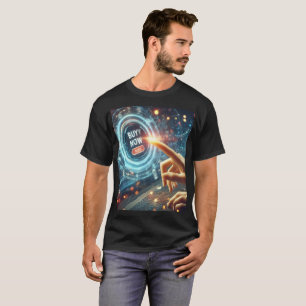 eine Person, die einen Laptop mit dem Wort "Jetzt T-Shirt