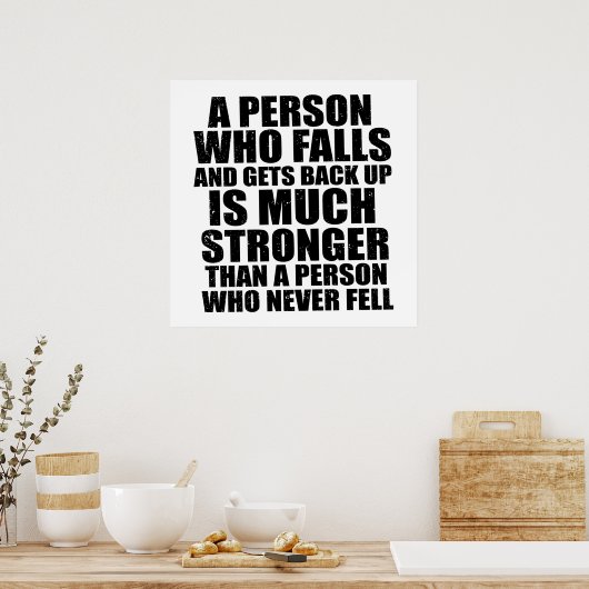 Eine Person, die verfällt und zurückkommt, ist seh Poster (Küche)