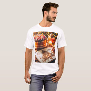 eine Person schreibt auf ein Buch mit Weihnachten T-Shirt