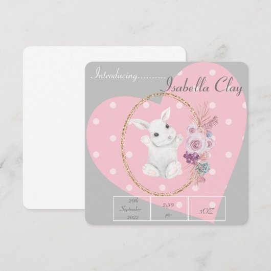 EINE PERSONALISIERTE GEBURTSKARTE (Vorne/Hinten)