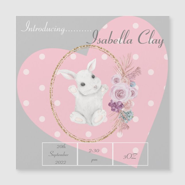 EINE PERSONALISIERTE GEBURTSKARTE MAGNETKARTE (Vorderseite)