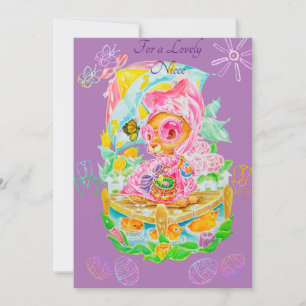 Eine Personalisierte Osterkarte für Nichte. Dankeskarte