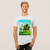 eine Pferdefamilie, die galoppieren Tri-Blend Shirt (Vorderseite voll)