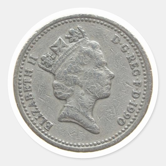 Eine Pfund-Münze Runder Aufkleber (Vorderseite)