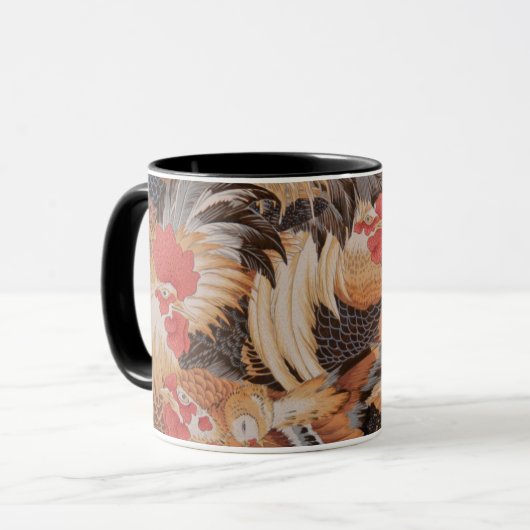 Eine Philip Jacobs Snow Leopard Designs Rooster-Ta Tasse (Vorderseite Links)