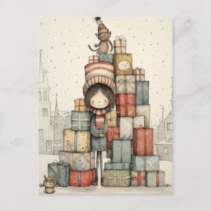 Eine Pile Weihnachtsgeschenke Feiertagspostkarte