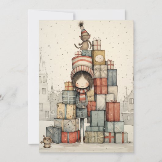 Eine Pile Weihnachtspenden Feiertagskarte (Vorderseite)