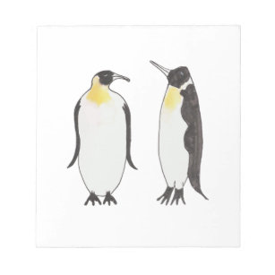 Eine Pinguin Couple Ink Zeichnend Notizblock