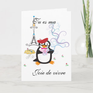 Eine Pinguin-Karte in Paris Feiertagskarte