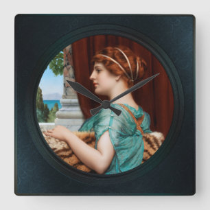 Eine pompejanische Dame von John William Godward Quadratische Wanduhr