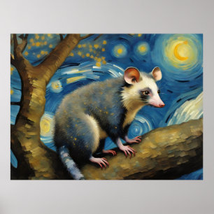 Eine Possum in der Sternennacht Poster
