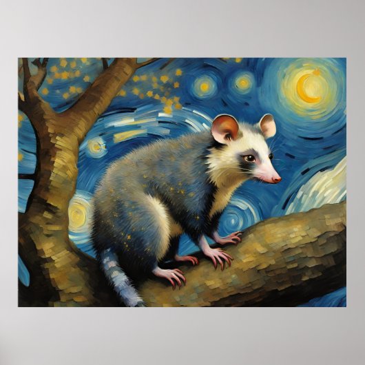 Eine Possum in der Sternennacht Poster (Vorne)