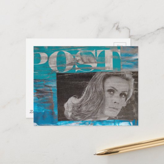 Eine Postfrau Mixed Media Collage Postkarte (Vorderseite/Rückseite Beispiel)