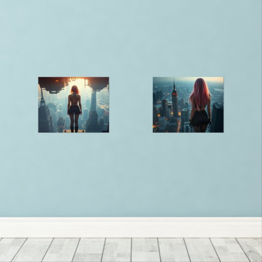 Eine Postkarte aus der Zukunft Bilderwand Sets (Holzboden)