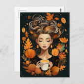 Eine Postkarte für Herbst- und Kaffeefans (Vorne/Hinten)