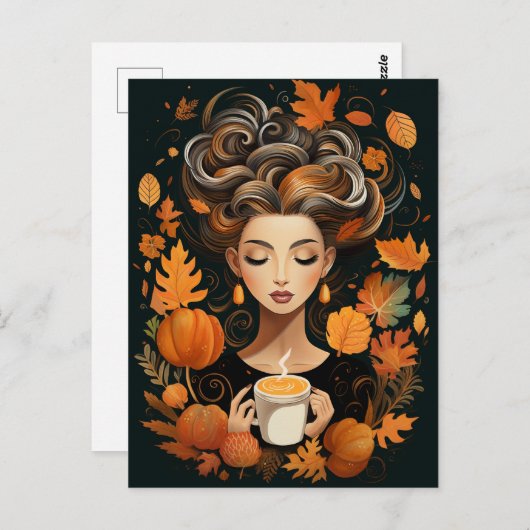 Eine Postkarte für Herbst- und Kaffeefans (Vorne/Hinten)