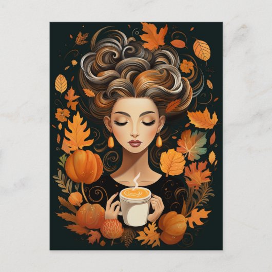 Eine Postkarte für Herbst- und Kaffeefans (Vorderseite)