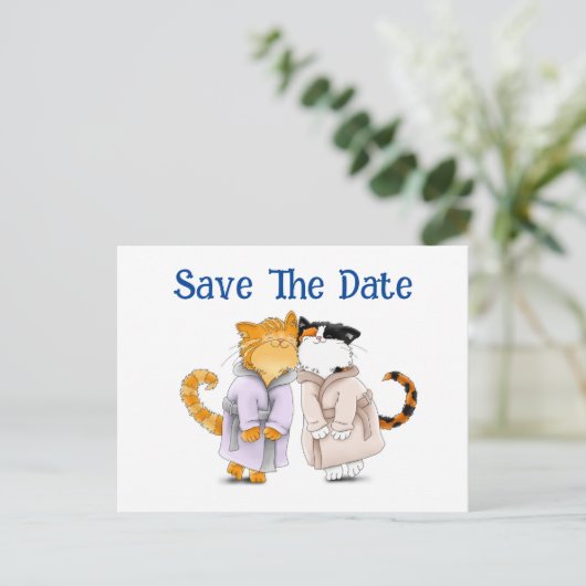 Eine Postkarte für Save the Date Coole Katzen pers (Stehend Vorderseite)